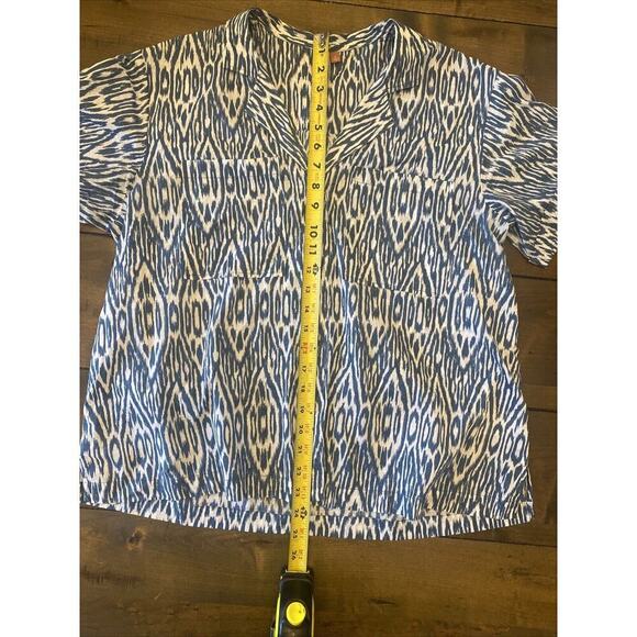 Pilcro anthropologie Button Up short sleeve casual blue geometric medium blouse - Picture 9 of 9